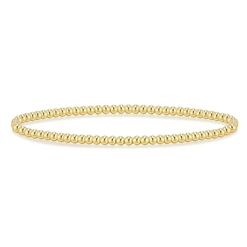 18K Gold Plated 4MM Hematite Beaded Stretch Bracelet, Minimalist Round Bead Elastic Bracelet for Women, Non-Tarnish Dainty Stackable Everyday Jewelry - Image 1
