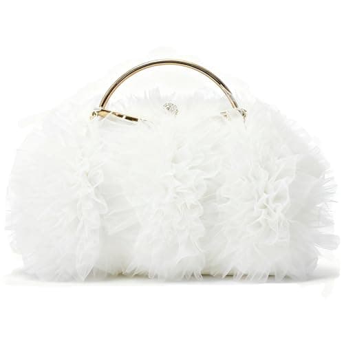 2026 Elegant Lace Floral Clutch for Women Formal Evening Bag Cute Purse Flower Wedding Handbag(White) - Image 1