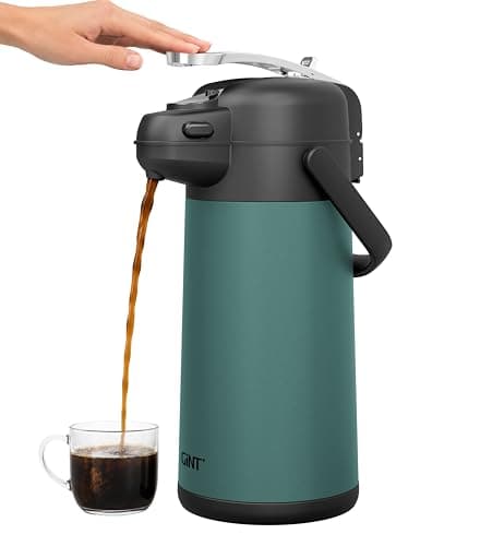 GiNT 3L Airpot Coffee Dispenser with Pump, Insulated Coffee Carafe for Hot Liquids, Stainless Steel Vacuum Insulated Pump Dispenser for Hot/Cold Beverages, Home Office Commercial Outdoor Use(101oz)
