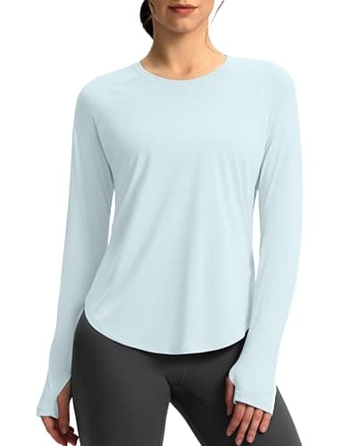 Soothfeel Womens Sun Shirts UPF 50+ UV Protection Lightweight Quick Dry Long Sleeve Workout Hiking Tops Outdoor Light Blue S - Image 1