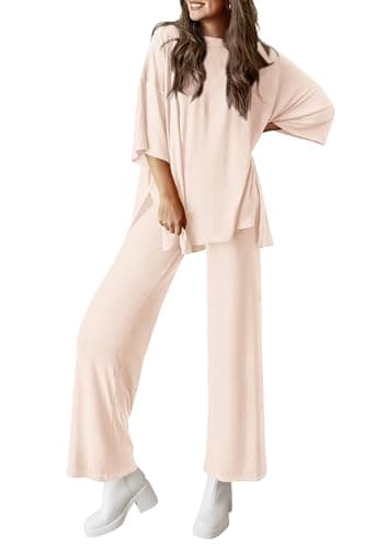 PRETTYGARDEN Two Piece Sets for Women Summer Fashion Lounge Matching Set 2026 Spring Travel Vacation Airport Outfits Clothing (Beige,Medium) - Image 1