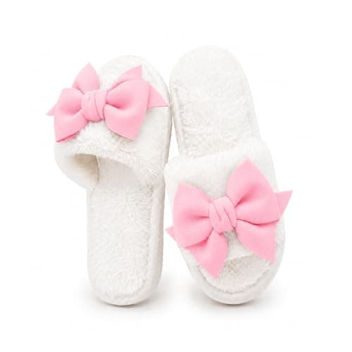FairyCasa Women’s Fuzzy Slippers Cute Bow House Slippers for Women Soft Cozy Indoor Outdoor Lightweight House Shoes Gift for Women - Image 1