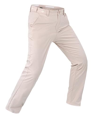 Rapoo Golf Pants Men Clasic Casual Work Stretch Elastic Waist Relaxed Slim Fit Mens Dress Pants 34" Quick Dry Lightweight Waterproof Slacks Business Trousers Khaki,38Wx34L - Image 1