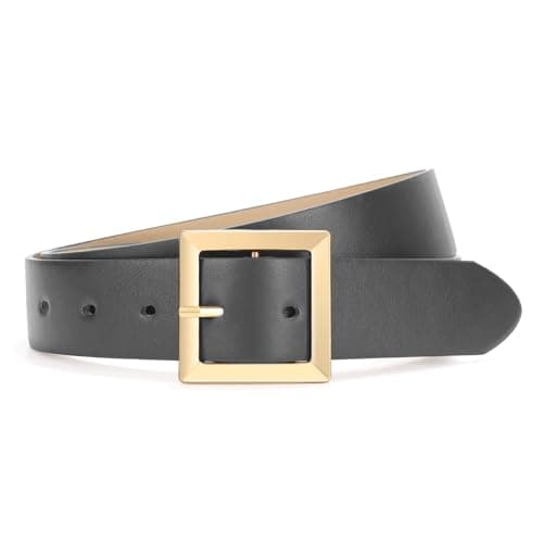 SUOSDEY Women Leather Belt for Jeans Dresses Pants Fashion Waist Belt Ladies Belts for Trendy with Gold Square Buckle - Image 1