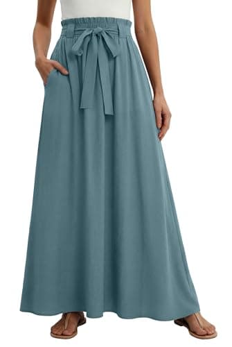 Lepunuo High Waisted Skirts Womens Casual Flowy Maxi Skirts Summer Trendy Floral Long Skirts with Pockets - Image 1