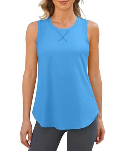 G4Free Workout Tank Tops for Women Sleeveless Racerback Top Gym Athletic Running Shirts Lightweight Exercise Activewear (Ocean Blue,L) - Image 1