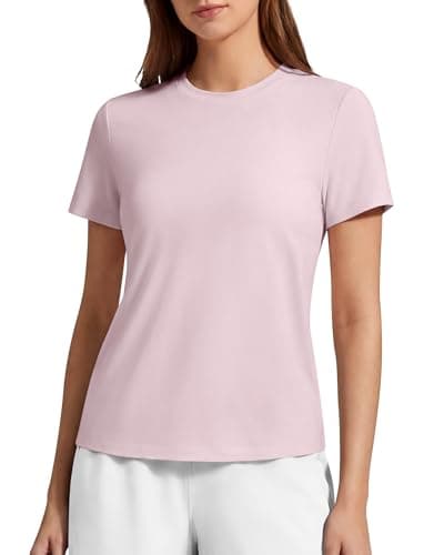 G4Free Casual Tops for Women Relaxed Fit Short Sleeve Crew Neck Tee Shirts Quick Dry Breathable Workout Running Yoga Clothes (Light Pink,XXL) - Image 1