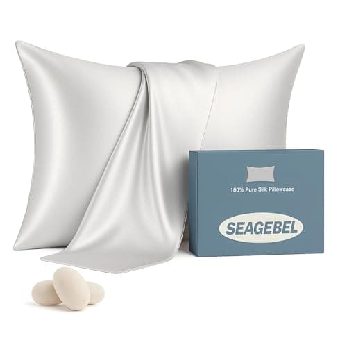 SEAGEBEL 100% Pure Mulberry Silk Pillowcase for Hair and Skin Health,Cooling Pillow Cases with Zipper,Both Sides Premium Grade 6A Silk (Gray, Standard 20"x26") - Image 1