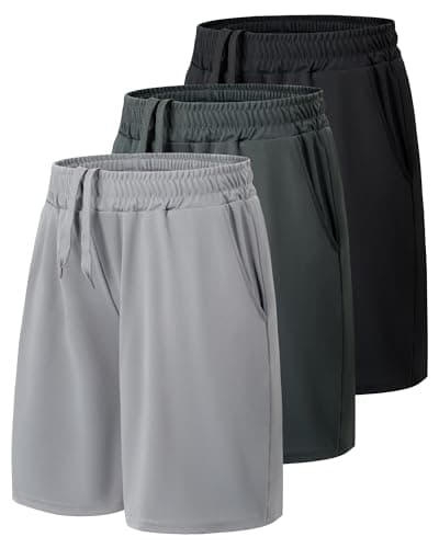 BOOJO 3 Pack Athletic Basketball Boys Shorts - Teen Black Soccer Running Baseball Quick Dry Shorts with Pockets for Youth - Image 1