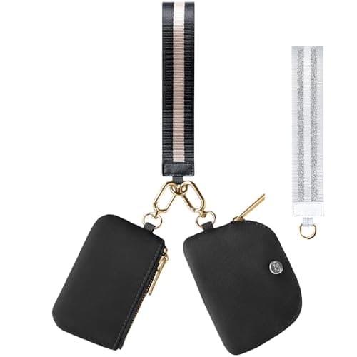 Mini Zip Around Dual Pouch Wristlet With 2 Straps Wristlet Keychain Wallet for Women Coin Purse Small Cute for Teen Girl - Image 1