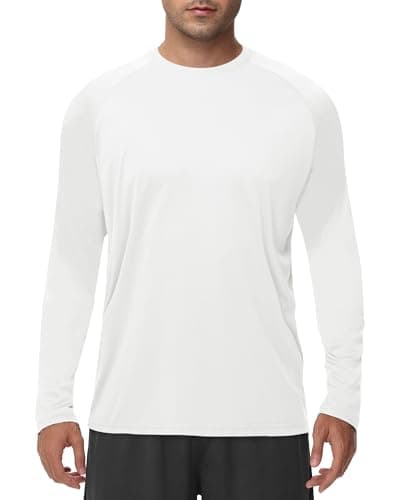 Long Sleeve Shirts for Men - Quick Dry Moisture Wicking UV UPF Sun Protection T-Shirts for Fishing Workout Swim B-White - Image 1