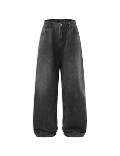 Aelfric Eden Wide Leg Jeans for Women Straight High Waisted Casual Loose Washed Y2K Baggy Boyfriend Jeans Denim Pants Black 32