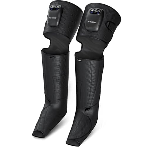 FIT KING Cordless Leg Massager – Full Compression Boots for Foot & Calf, Air Massage for Circulation, Edema, Pain Relief & Recovery, Portable Rechargeable with No Hoses, Gift for Dad Mom