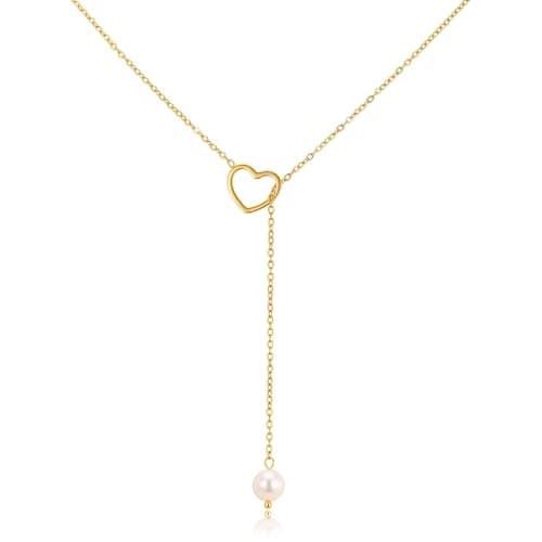 Lariat Gold Necklaces for Women - 18k Gold Plated Long Necklace,Y-Shaped Choker Simple Necklace Layered Beads Chain Drop Necklace Trendy Jewelry Hypoallergenic,Valentine Day Party Gift For Her Woman - Image 1