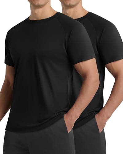 Barjneel 2 Pack Workout Shirts for Men - Black Casual Quick Dry Moisture Wicking Men's T-Shirts for Gym Running Athletic - Image 1