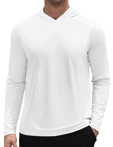 3rd hill Men's UPF 50+ Sun Hoodie UV Protection Long Sleeve Swimming Rash Guard SPF Quick Dry Fishing Hiking Shirt for Outdoor Sports White M - Image 1
