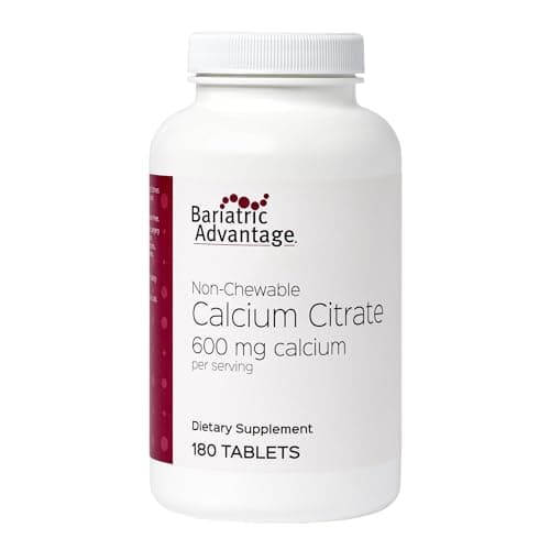 Bariatric Advantage Non Chewable Calcium Citrate 600 mg Calcium - for Bariatric Surgery Patients - Vitamin D3 - Mineral Supplements - 180 Tablets - Image 1
