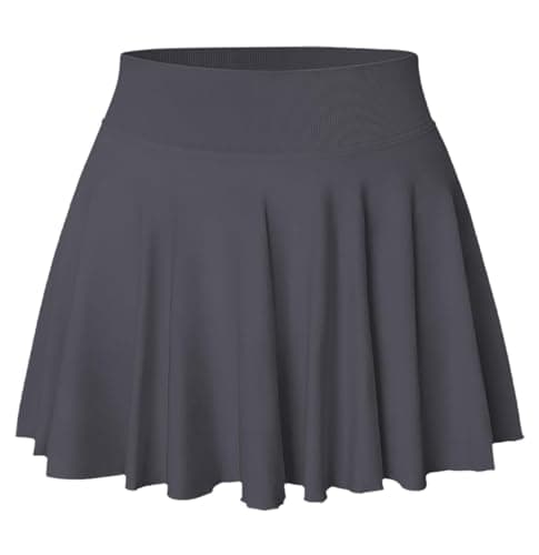 YOAKAKU Pleated Tennis Skater Skirts for Women with Pocket Shorts Flowy Golf Athletic Skort Sports Mini Skirt Dark Grey - Image 1
