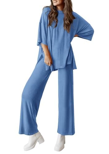PRETTYGARDEN Two Piece Sets for Women Summer Fashion Lounge Matching Set 2026 Spring Travel Vacation Airport Outfits Clothing (Sky Blue,X-Small) - Image 1