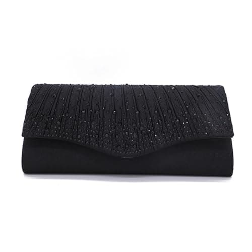 LUKLUKTAISUN 2026 Dressy Evening Bag for Women Rhinestone Formal Purse Envelope Handbag Minimalist Clutch For Wedding(Black) - Image 1