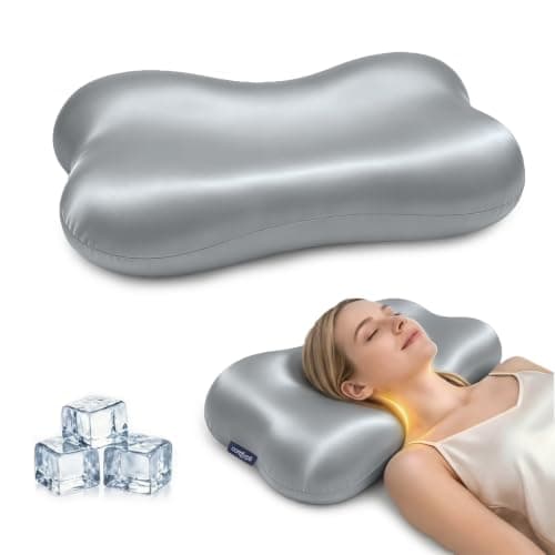 COMFYPIL Cervical Pillow for Neck Pain Relief, Ergonomic Contour Memory Foam Pillow for Side Back Stomach Sleepers, Deep Sleep Pillow for Cloud-Soft Shoulder Support with Cooling Pillowcase,Space Grey