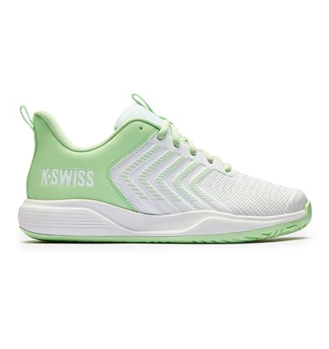 K-Swiss Women's Ultrashot Light Pickleball Tennis Shoe - Lightweight Court Shoes Lateral Movement Stable Support, White/Green 10 M - Image 1