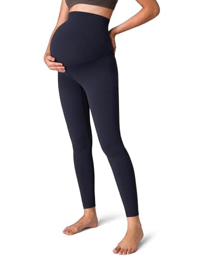 Colorfulkoala Womens Dreamlux Maternity Leggings Over The Belly 25" Inseam Soft Activewear Yoga Pregnancy Pants(L, Blue Ink) - Image 1