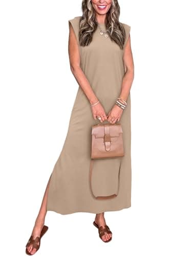 REORIA Women's Summer Vacation Long Maxi Dress Casual Sleeveless Sundresses Beach Tank Dresses with Pockets White Pepper X-Small - Image 1