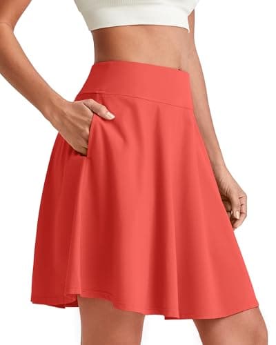 G4Free Skirts for Women Trendy Summer Athletic Sports Skorts with Shorts Ladies Soft Light Tennis Casual Pleated Skirt Inner Pockets(Rust Orange,XXL) - Image 1