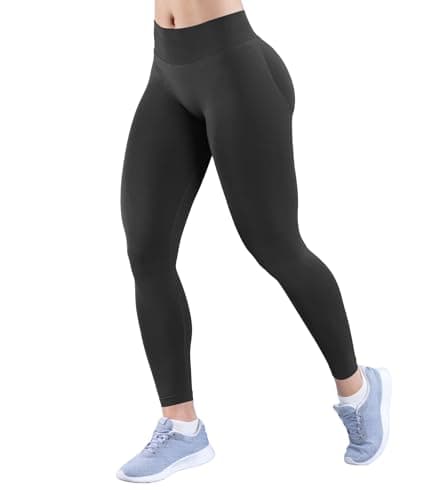 YOAKUKA Women's Seamless Leggings High Waisted Compression Workout Leggings Tummy Control Yoga Pants Black - Image 1