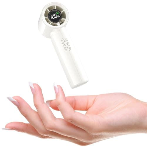 HandFan 4000mAh Portable Handheld Turbo Fan, High Speed Mini Personal Fan, Rechargeable Hand Fans, 100 Speeds Adjustable, Digital Display, Purse Accessories for Travel, Concerts Outdoors(Gloss White) - Image 1