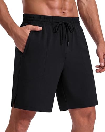 G4Free Mens Hiking Shorts with Hidden Zip Pockets Side Slit (Black,L) - Image 1