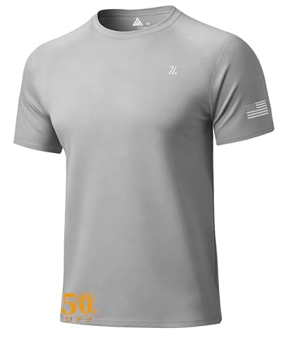 WENTTUO Men's Swim Shirt Short Sleeves UPF 50+ Rash Guard Fast Dry Swimming Rashguard Tee Shirt UV Protection Running Athletic T-Shirts Grey - Image 1