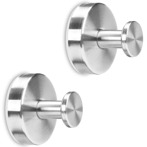 MNGD Towel Hook Shower Suction Hooks Towel Hanger for Bathroom Hanging Coat, Robe, Removable Wall Mounted Hook for Bedroom Kitchen Hotel Pool Brushed Nickel(2-Pack)