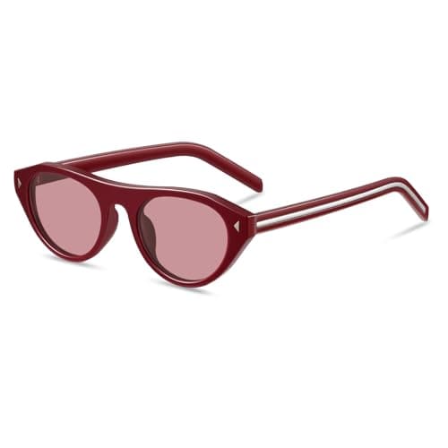 YMRFW Retro Oval Sunglasses for Women Men Trendy Small Cateye Narrow Round Shades UV Protection - Image 1