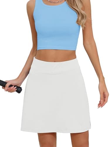 Heymoments Women Active Athletic Skirts White Large Lightweight Comfy Summer Workout Golf Tennis Running Hiking Cycling Skater Bike A Line Underneath Mini Skort Sport Dress - Image 1