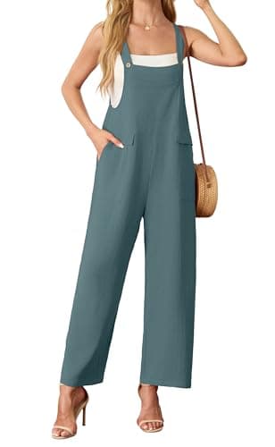 HiMONE Women's Summer Loose Jumpsuit Casual V Neck Sleeveless Oversized Wide Leg Pant Overalls Romper with Pockets (Jasper-XL) - Image 1