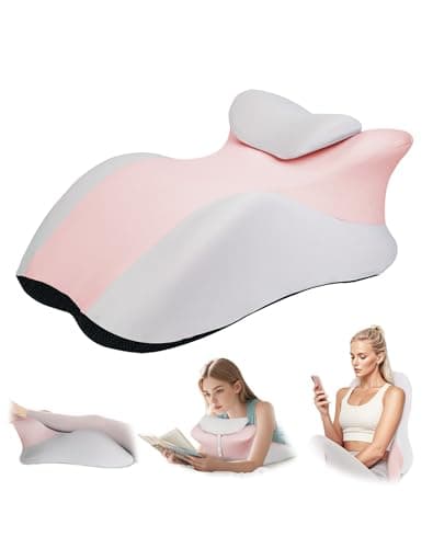 Adult Memory Foam Ergonomic Wedge Prone Pillow, Bed Pillow for Sitting Up, Back, Neck, and Leg Pain Relief, Anti Snoring, Ideal for Massage, Reading, Sleeping, with Removable Washable Cover, Pink - Image 1