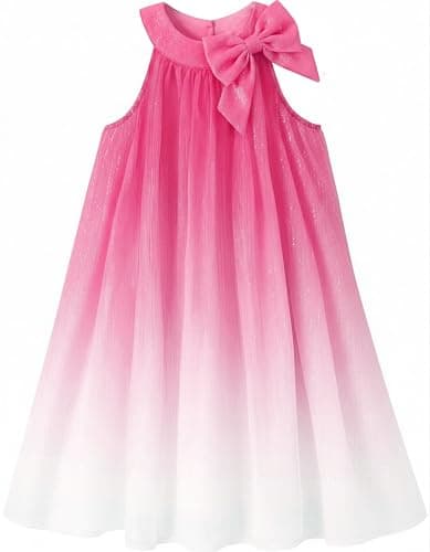 Girls Summer Dress Ombre Sleeveless Chiffon Boho Dresses for Girls 9-10 Pink Semi Formal Birthday Party Dress with Soft Lining Comfort Fit Size 4-12 - Image 1