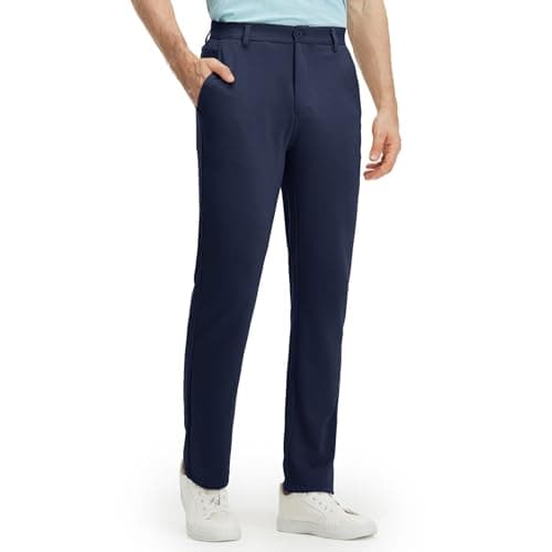 M MAELREG Golf Pants for Men Pockets 30"/32"/34" Knit Lightweight Dry Fit Stretch Business Casual Mens Dress Pants Navy - Image 1