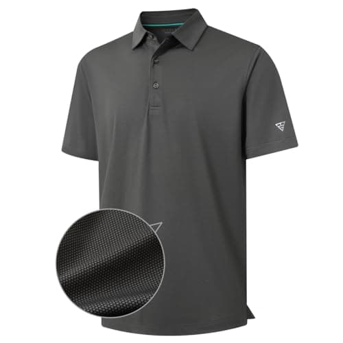M MAELREG Mens Golf Shirts Short Sleeve Jacquard Casual Performance Moisture Wicking Collared Polo Shirts for Men Black - Image 1