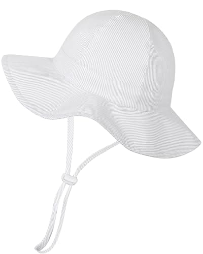 Baby Sun Hat Toddler Girls Bucket Hats Protection Beach Hat UPF 50+ Toddler Wide Brim Bucket Summer Hats ALightgrey 6-12 Month - Image 1