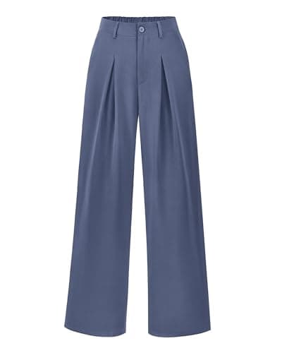 BTFBM Women High Waist Palazzo Pants Summer 2026 Casual Wide Leg Trousers Loose Work Office Business Suit Pant Pockets(Grey Blue, Small) - Image 1
