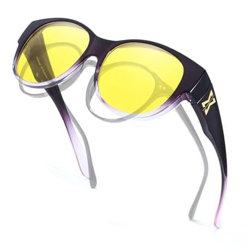 Xfeel Night Driving Glasses Over Prescription Glasses for Women Anti Glare Night Vision Glasses for Low-Light Conditions - Image 1
