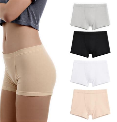 Nexgenz Cotton Boyshorts Underwear for Women, 2-Inch Leg Boxer Briefs, Anti Chafing Soft Stretchy Full Coverage No Wedgies 4 Pack - Image 1