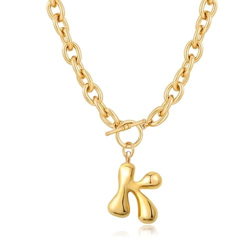 MIJENITI Chunky Gold Necklace for Women - Chunky Gold Letter K Necklaces for Women Letter Statement Jewelry Trendy Jewelry - Image 1