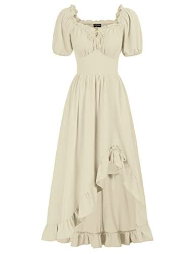 Scarlet Darkness Cottagecore Dress Medieval Renaissance Dress Off the Shoulder Ren Fair Costume Beige S - Image 1