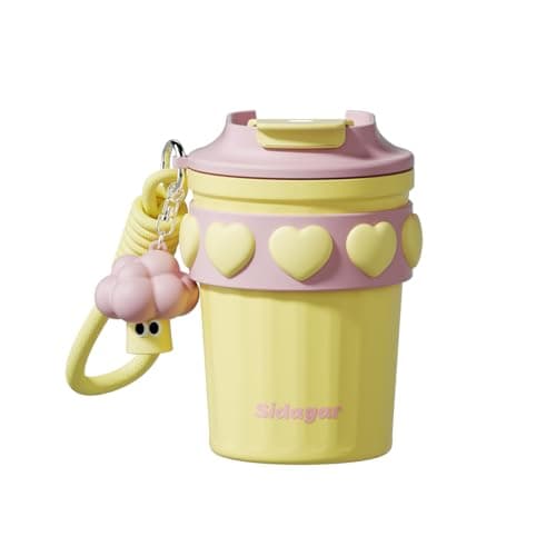SDGA+ 12 oz Travel Coffee Mug Spill Proof Leak Proof, Stainless Steel Thermal Coffee Cup with Lid, Resuable Cup for Hot and Cold, Portable Tumbler for Women, Golden Sorbet - Image 1