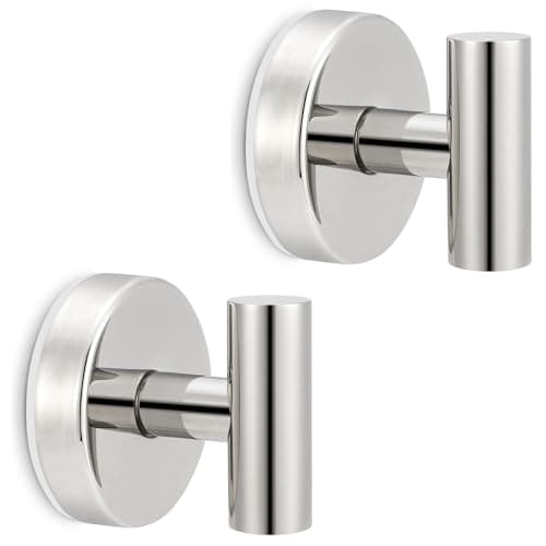 MNGD Towel Hooks Shower Suction Hook Towel Hanger for Bathroom Hanging Coat, Robe, Removable Wall Mounted Hook for Bedroom Kitchen Hotel Pool Chrome(2-Pack) - Image 1