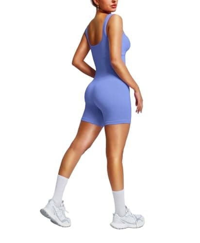 BRXL Shapewear Jumpsuits for Women Built-in Bra Square Neck One Piece Bodycon Bodysuits Shorts Summer Workout Outfits - Image 1